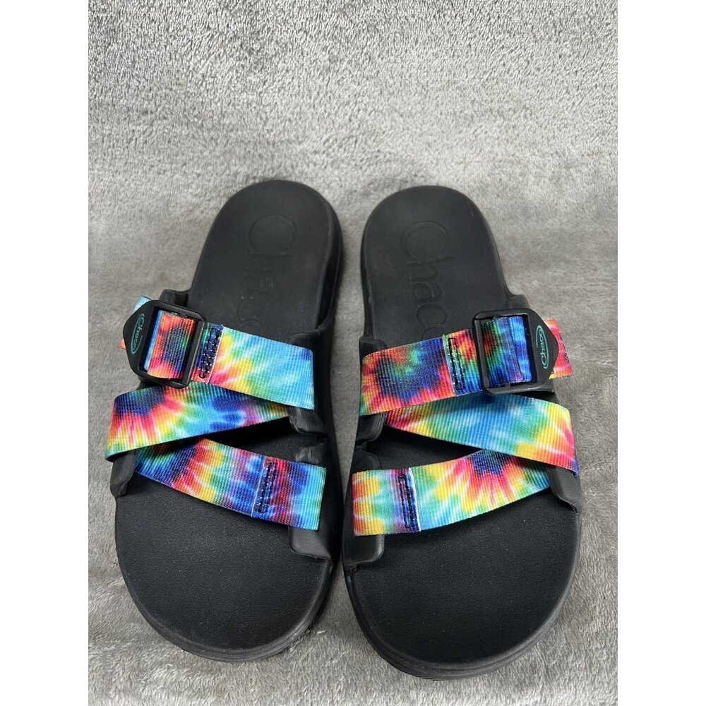 Chaco Women’s Size 7 Chillos Slide Sandals Tie-Dye Black Comfort Water Shoes